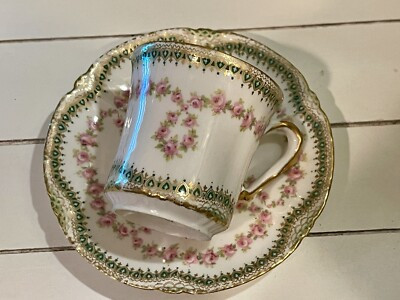 Theodore Haviland Limoges France Demitasse Cup & Saucer Pink & Blue Flowers Gold  | eBay | eBay US