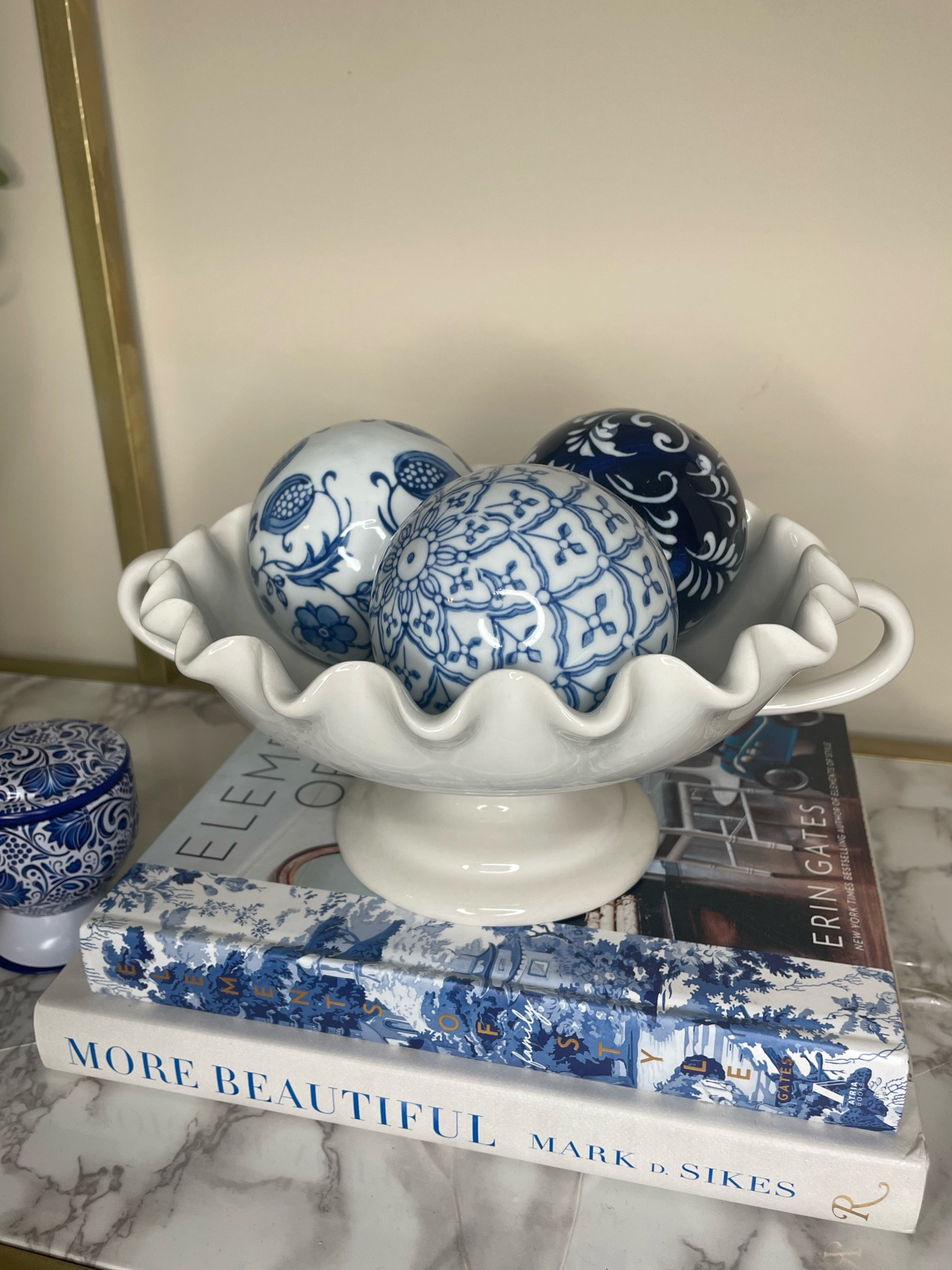 Blue and white ceramic grandmillennial decor balls

#LTKhome #LTKFind #LTKunder50