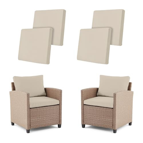 IntoBox 4Pcs Outdoor Cushion Covers Patio Cushion Covers Stretch Cushion Covers for Outdoor Furniture Replacement Washable Reusable Furniture Protector(Beige) | Amazon (US)