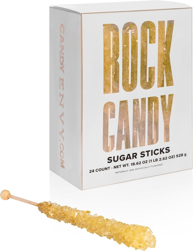 Gold Rock Candy Sugar Sticks - Original Sugar Flavored - 24 Individually Wrapped Gold Candy | Amazon (US)