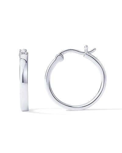 PAVOI 18K White Gold Vermeil 925 Sterling Silver Hoop Earrings for Women - Lightweight Gold Hoop Earrings - Classic Hypoallergenic Jewelry (20mm) | Amazon (US)