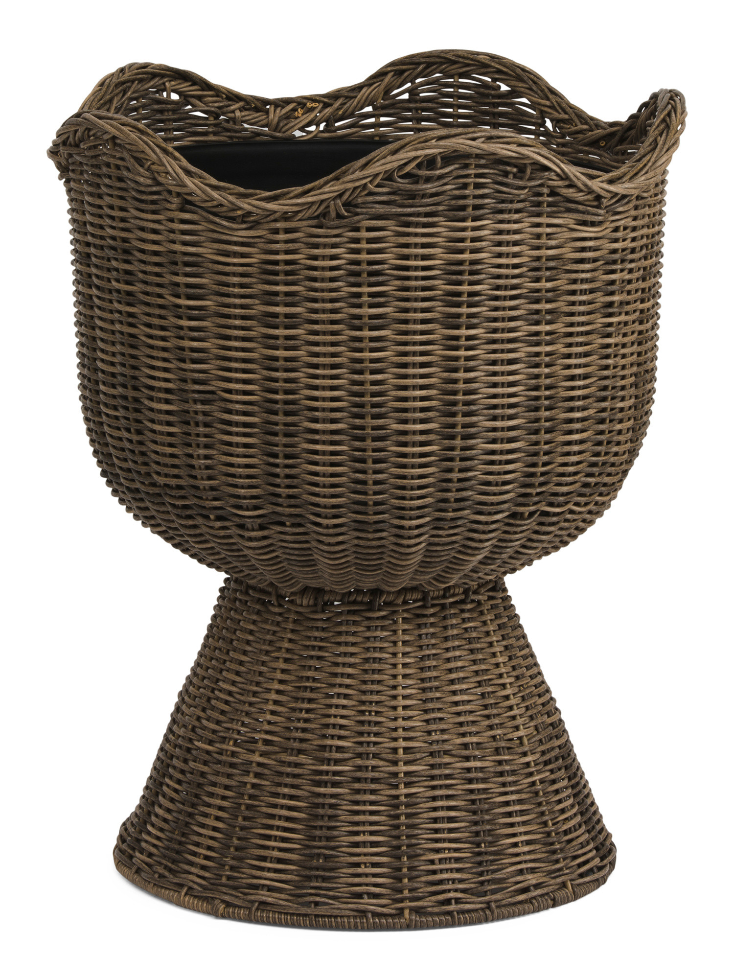 15x19 Woven Scalloped Outdoor Pedestal Planter | TJ Maxx