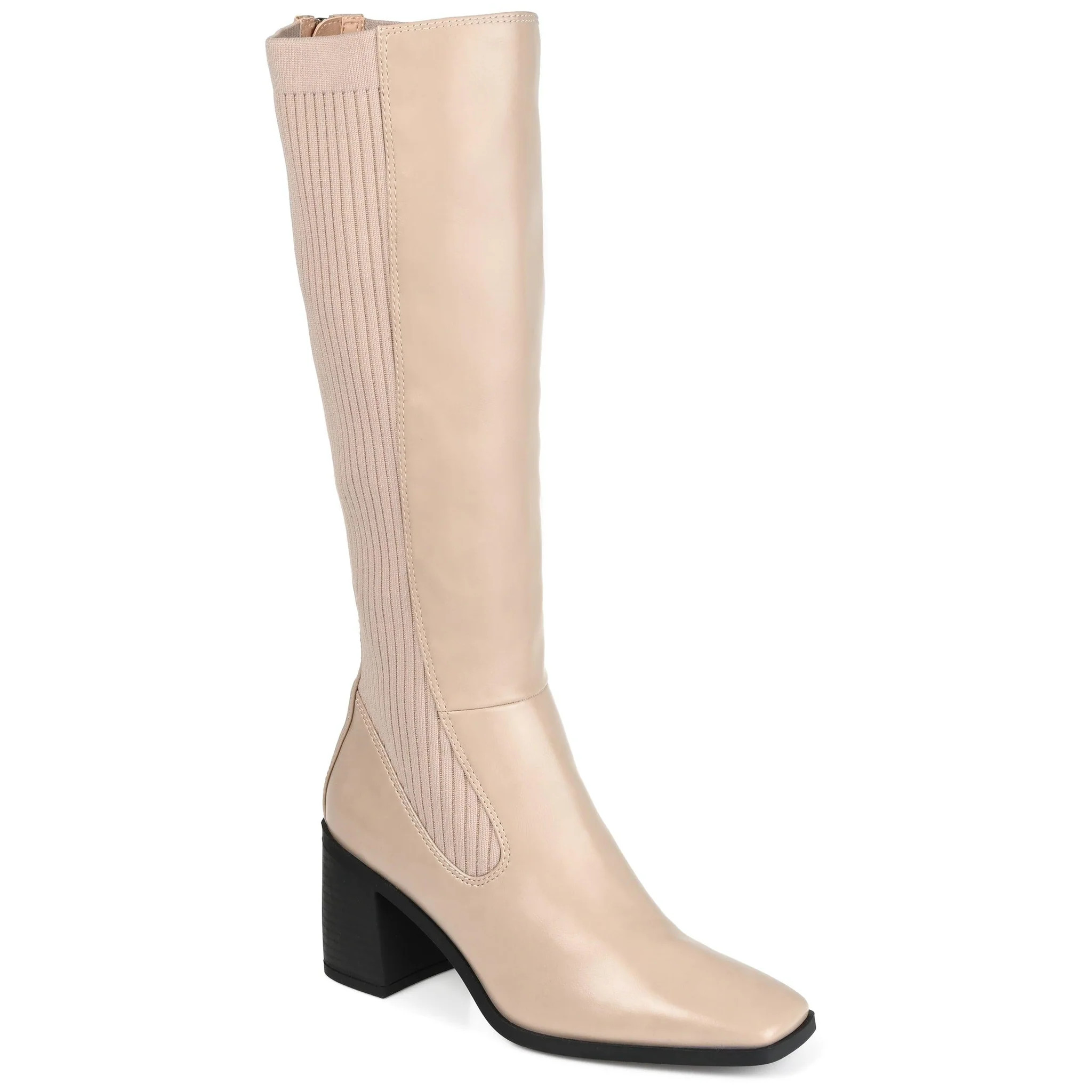 WINNY KNEE HIGH BOOTS IN WIDE CALF - Taupe | Journee Collection