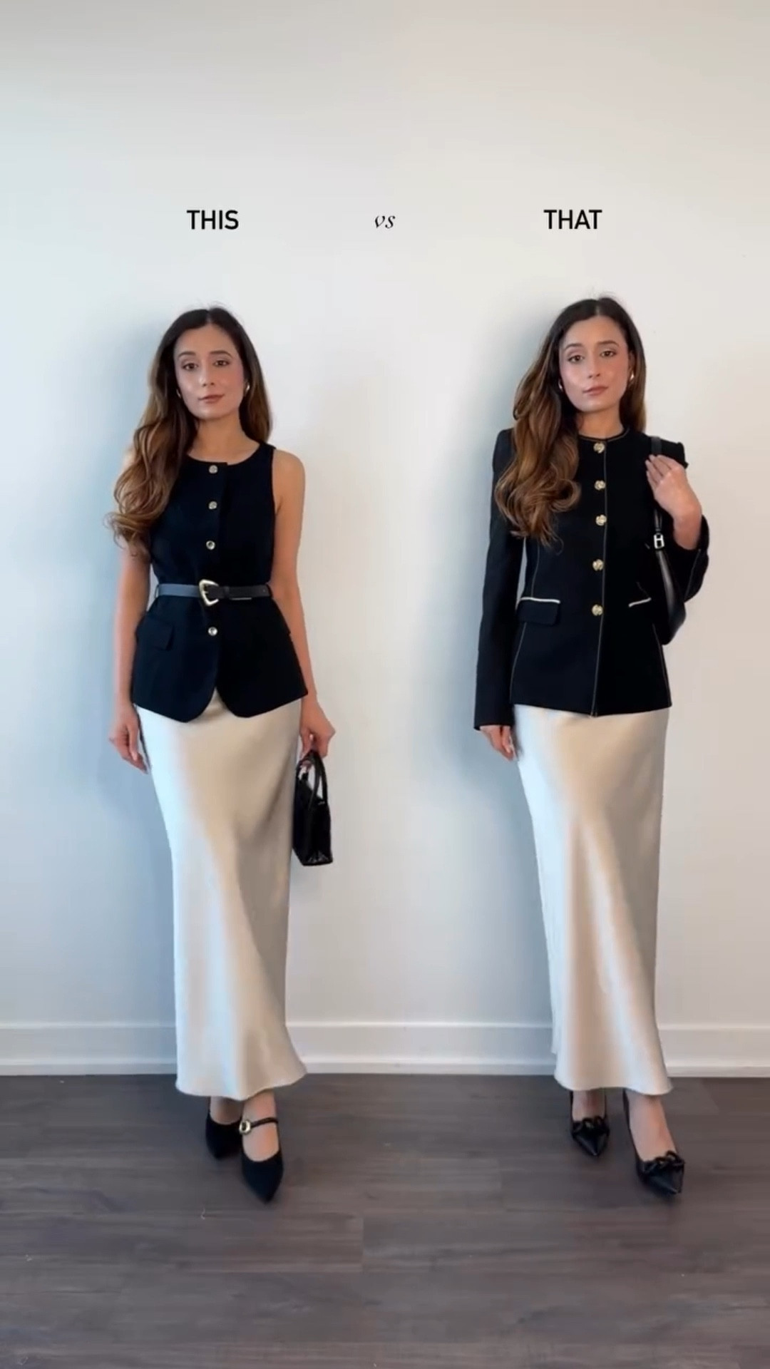 A satin skirt is must-have piece for fall. Pair it with a vest or a blazer to make look chic! Love both the looks so much! 

Share this with a bestie who would love these looks! #stylingtips #thisorthat #falloutfitinspo #satinskirt #oldmoneyaesthetic 

#LTKWorkwear #LTKStyleTip #LTKFallSale