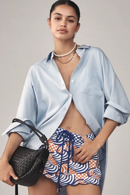 Farm Rio x Anthropologie Tie-Front Scallop-Hem Shorts | Anthropologie (US)