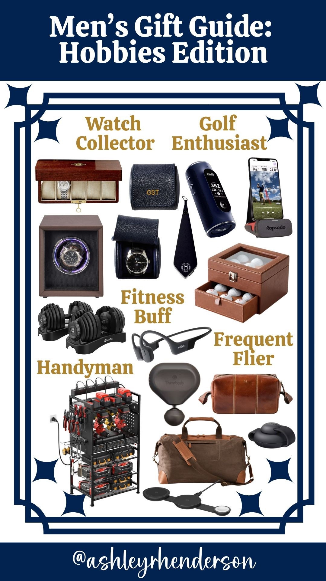 MEN’S GIFT GUIDE: HOBBIES EDITION | ✨ If you’re stuck on what to get the men in your life… start with their hobbies 🎁 I rounded up gifts for the golfer, the watch collector, the frequent flier, the fitness enthusiast, and the handyman who always saves the day — and not a single piece of clothing because we’re all tired of the same polo and tennis shoes recommendations 😂

#LTKMens #LTKOver40 #LTKGiftGuide