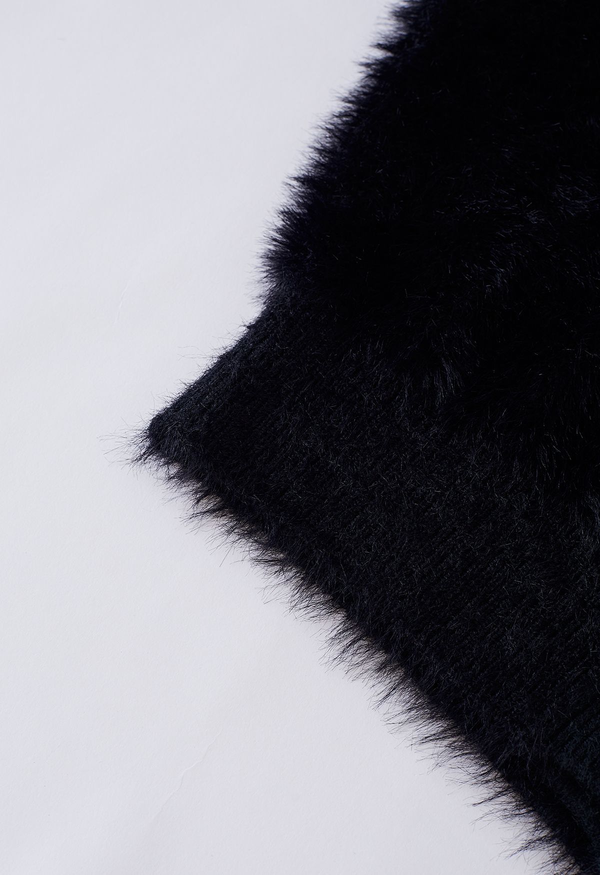 Bowknot Brooch Fuzzy Knit Cardigan in Black | Chicwish