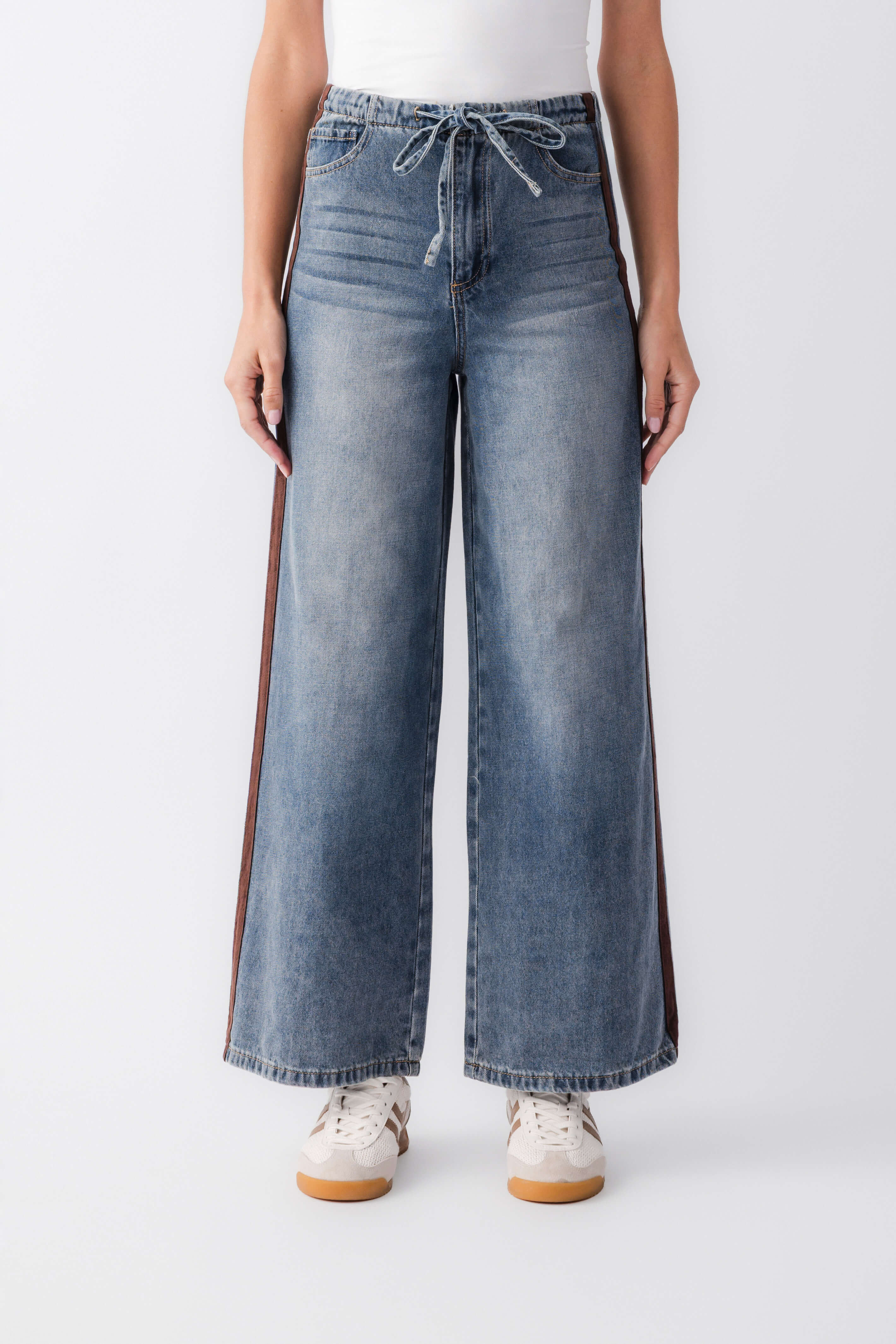Skies Are Blue Varsity Stripe Jeans | Social Threads