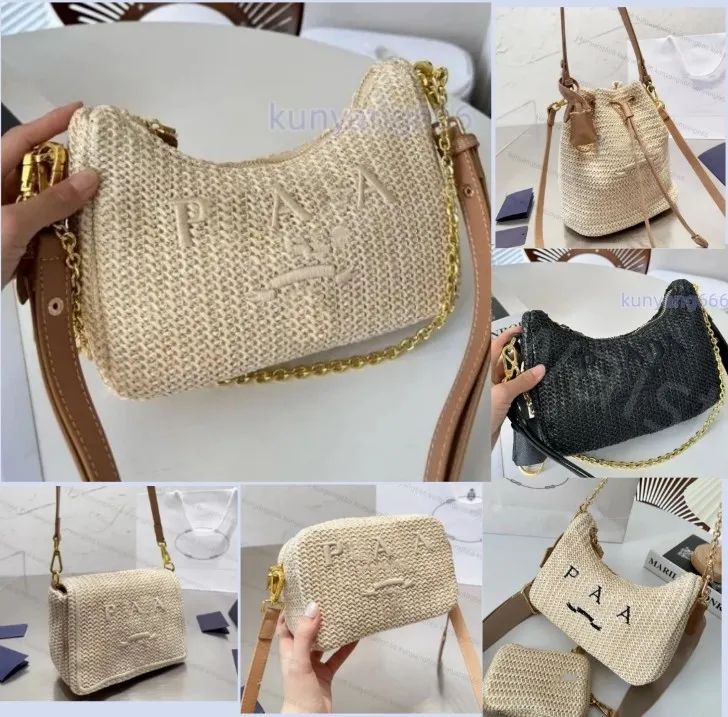 Woman Straw Bags Nylon shoulder bags Hobos Handbags Chain Purses Designer Crossbody Baguettes Lad... | DHGate