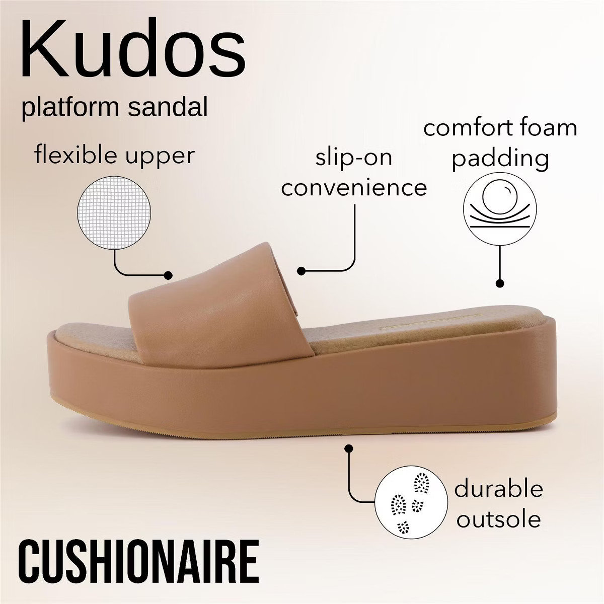 CUSHIONAIRE KUDOS Women’s Platform Sandals – Wedge Sandals for Women, Comfortable Slip-On Sho... | Target
