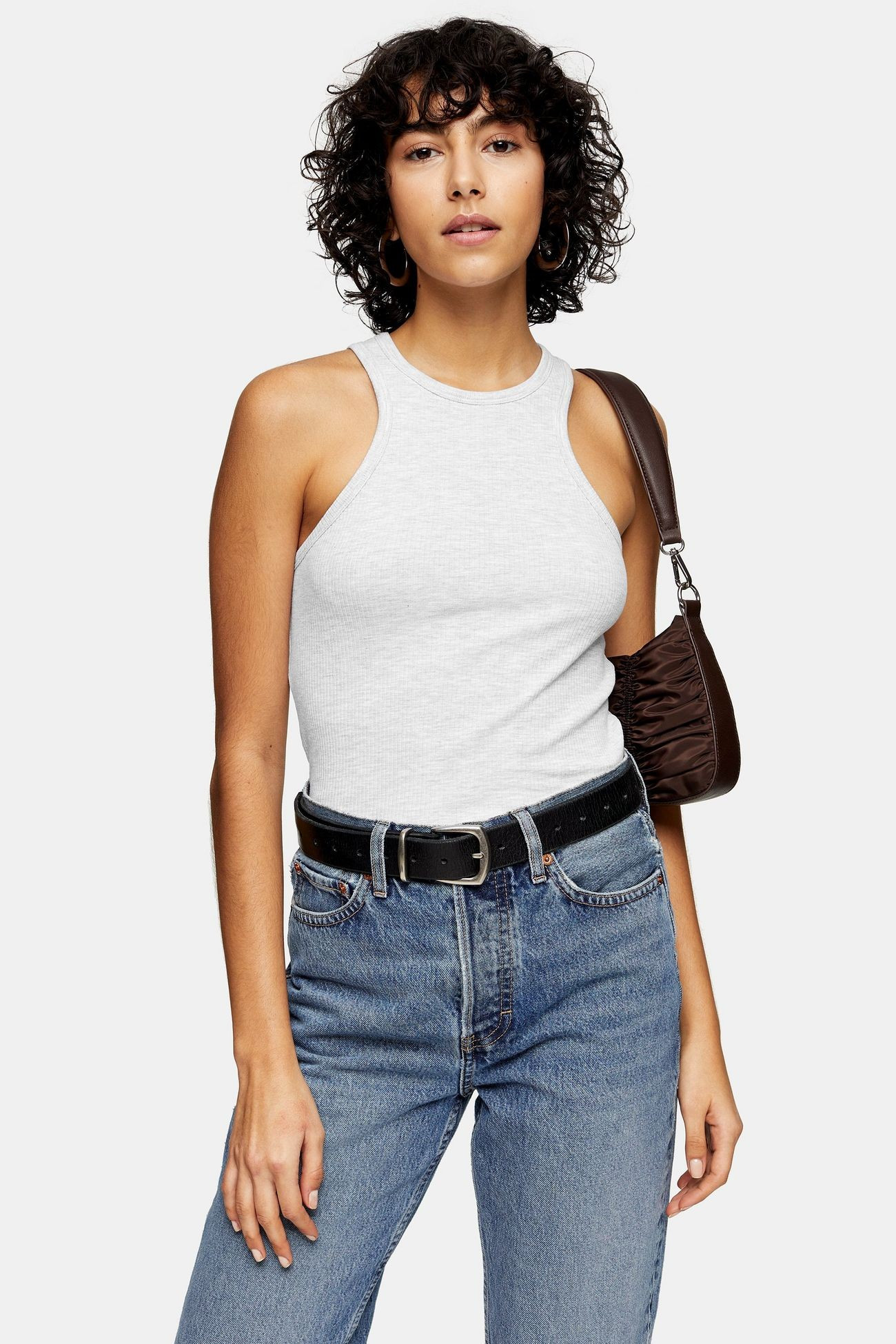 Grey Ribbed Racer Vest | Topshop UK