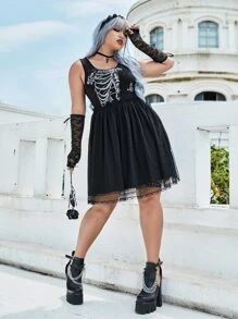 SHEIN Plus Skull Print Mesh Dress
   SKU: sf2204242338451233      
          (32 Reviews)
       ... | SHEIN