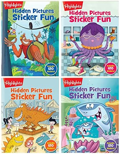 Highlights Hidden Pictures Sticker Fun for Kids Ages 3-6, 4-Pack, 64 Pages of Seek and Find Stick... | Amazon (US)