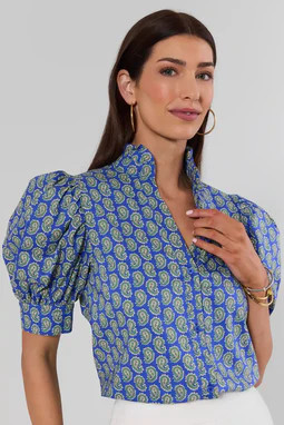 Gracie Blue Paisley Print Top | Avara