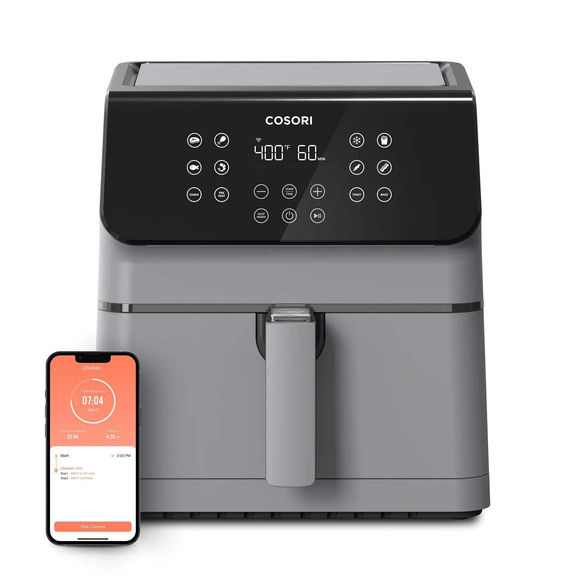 COSORI Pro II 5.8-Quart Smart Air Fryer, 12-in-1, Walmart Exclusive, Voice Control, Light Gray - ... | Walmart (US)