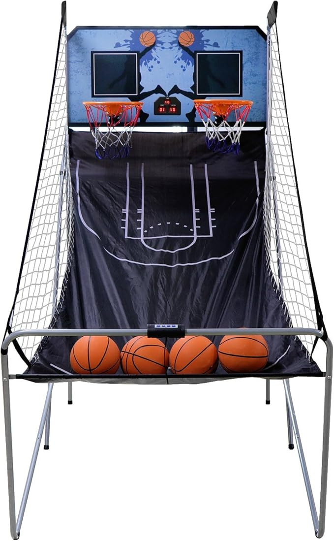 Foldable Indoor Basketball Arcade Game Double Shot 2 Player W/ 4 Balls, Electronic Scoreboard and... | Amazon (US)