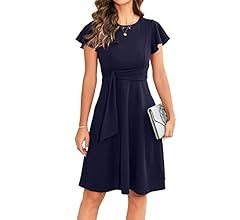 OWIN Womens 2023 Elegant Ruffle Sleeve Flared A Line Swing Casual Party Cocktail Dresses | Amazon (US)