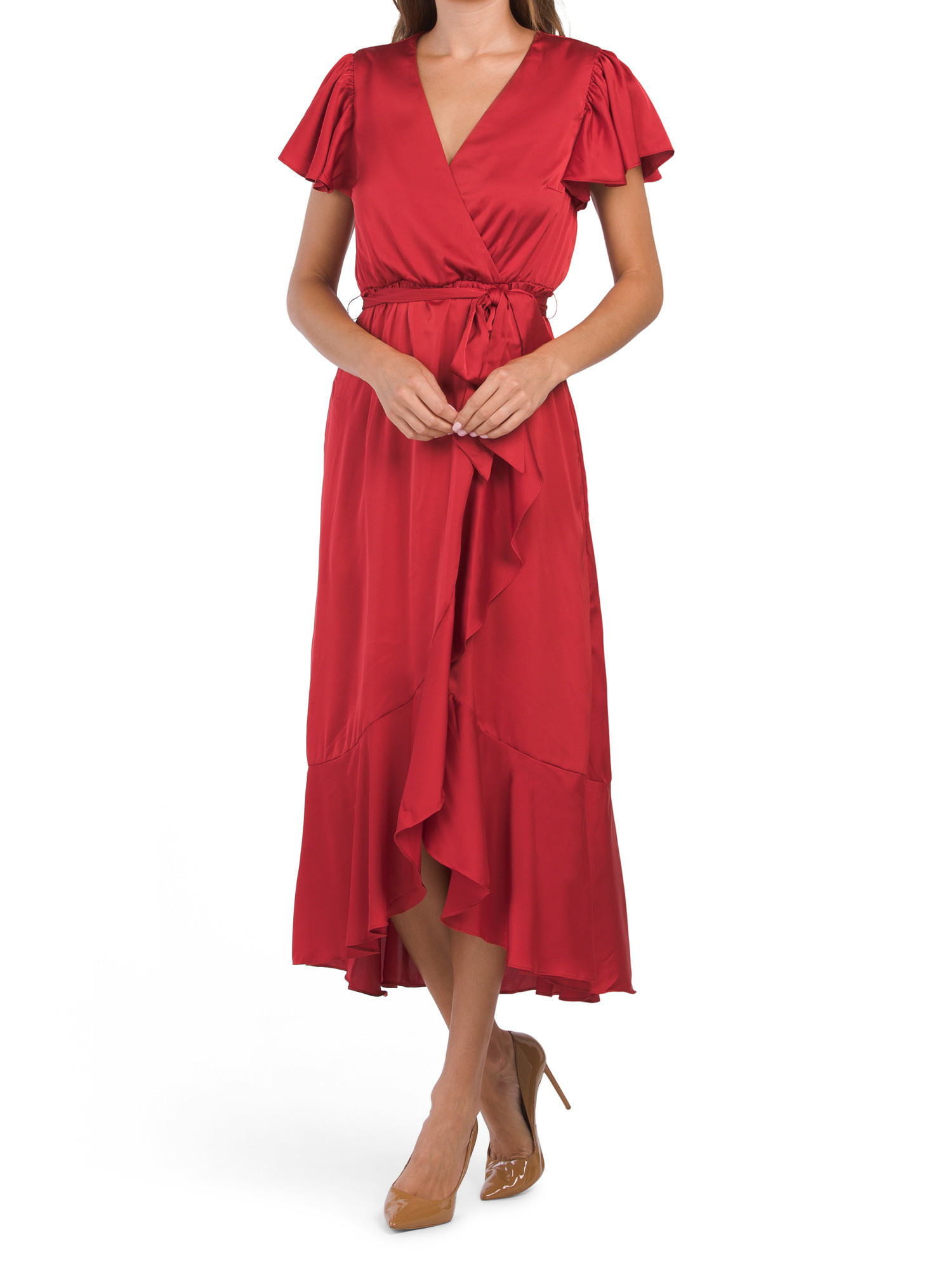Satin Faux Wrap Hi-lo Maxi Dress | TJ Maxx