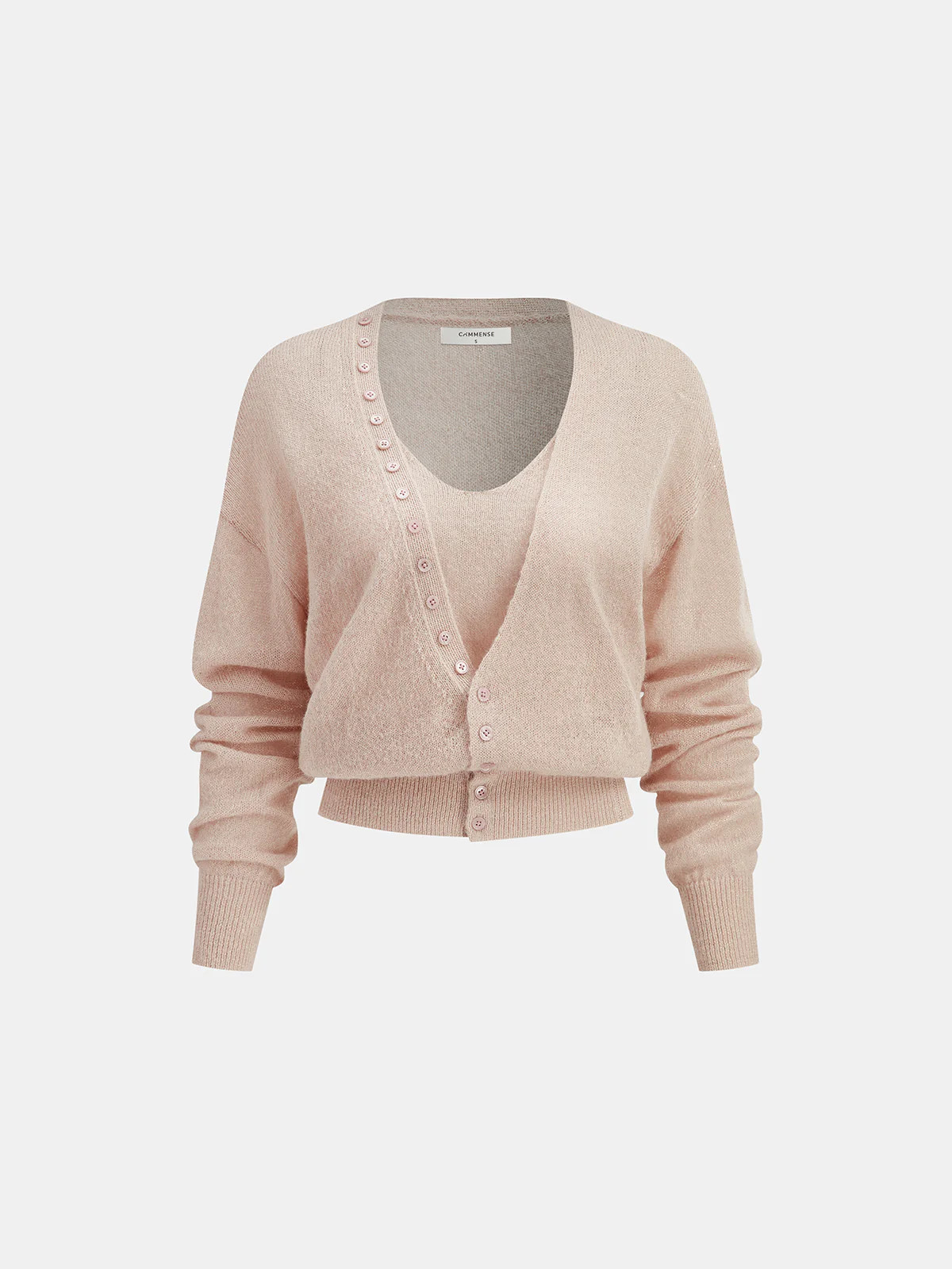 Wool Blend Cropped Cardigan & Top Set | Commense