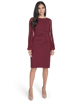 Women's Pleated Sleeve Side Tuck Sheath Dress | Macy's