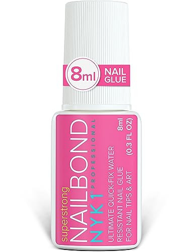 Super Strong Nail Glue for Press On Nails, Nail Tips & Acrylic Nails (8ml) NYK1 NailBond Brush On Glue for Press Ons, Tips & Acrylics - Long Lasting, Maximum Strength, Mess-Free Application | Amazon (US)