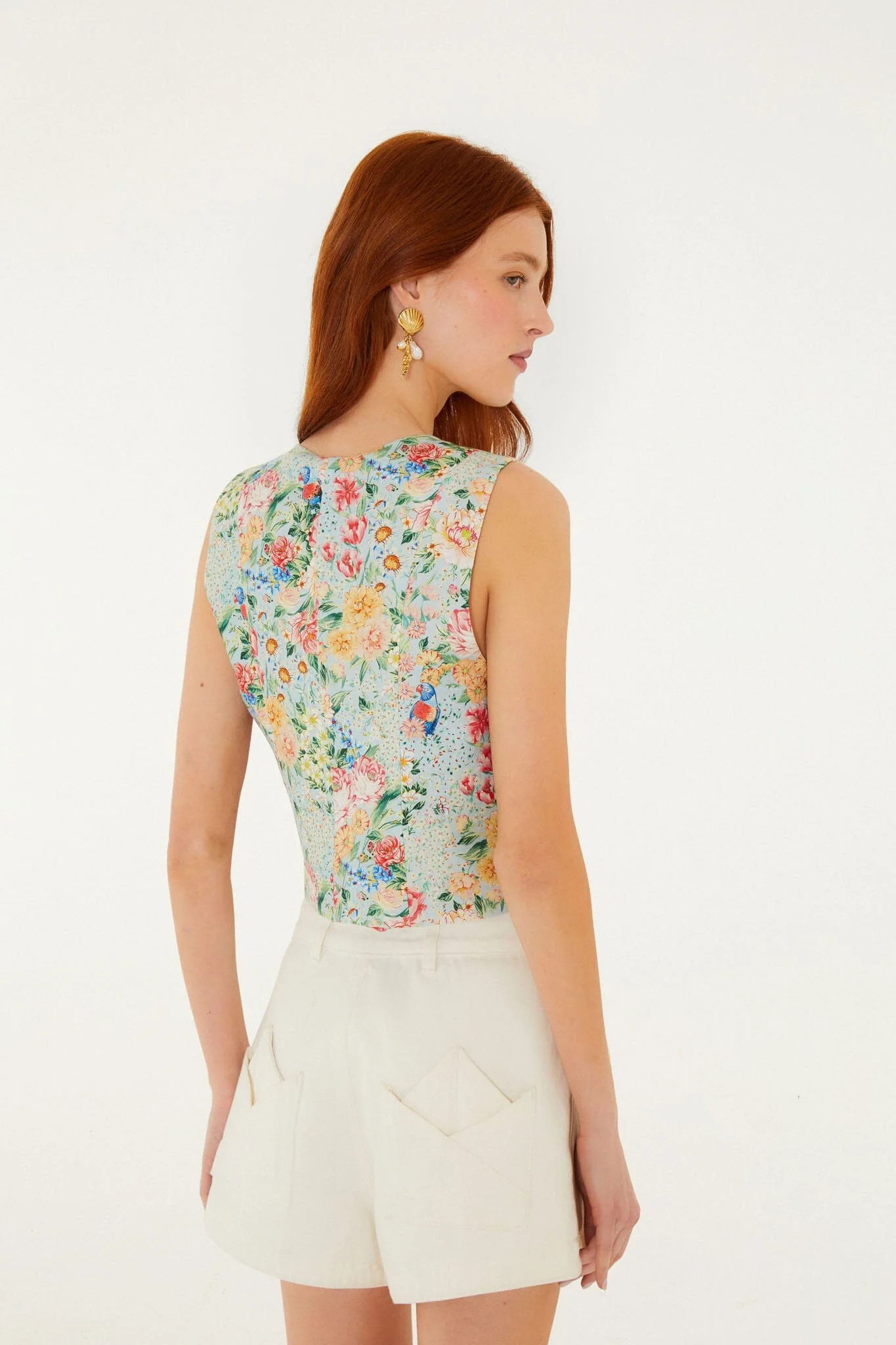 Multicolor Rendeira 3d Euroflax Premium Linen Vest | FARM Rio | FarmRio (US)