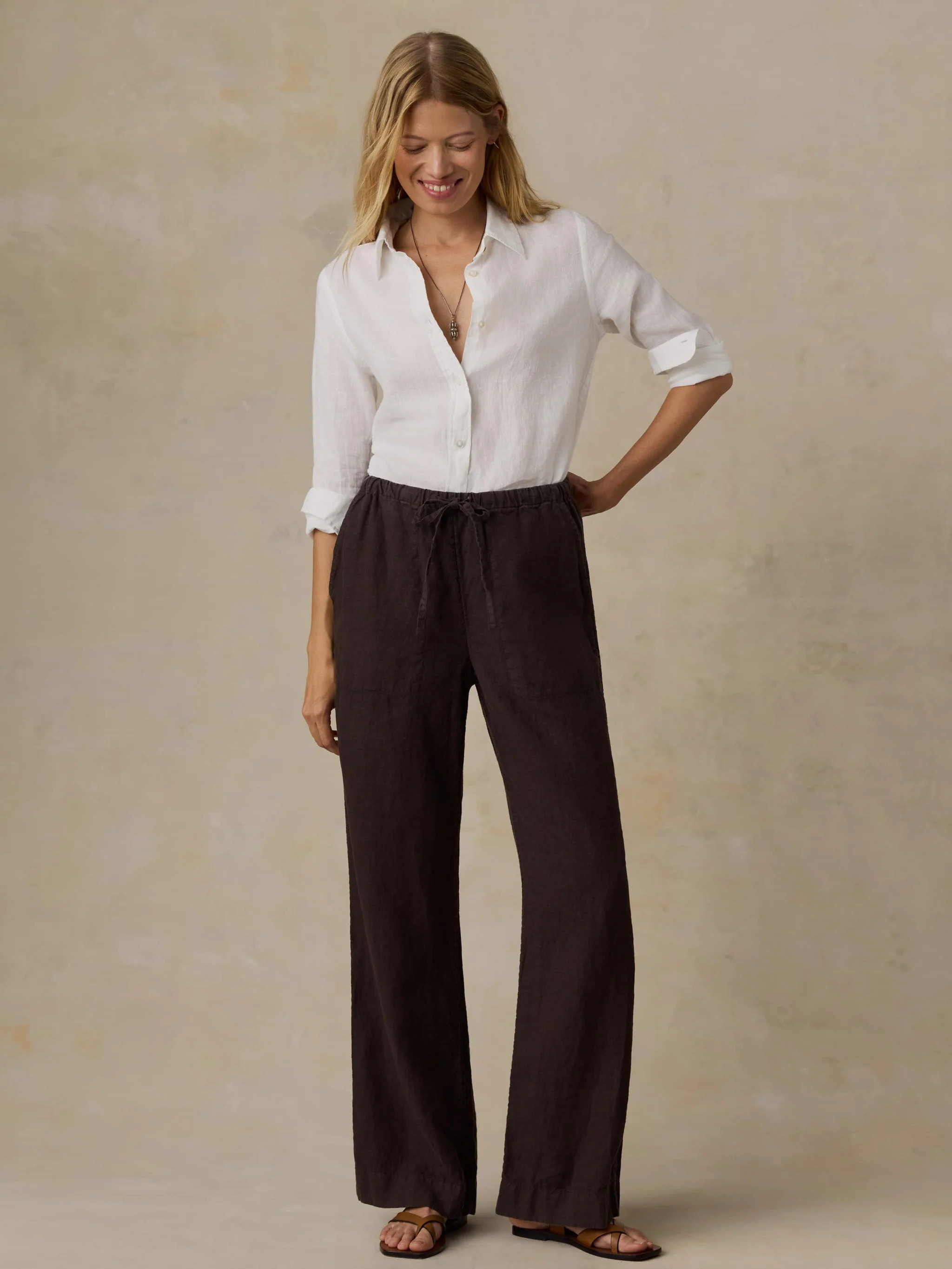 Laidback Linen Pant - Demitasse | Faherty