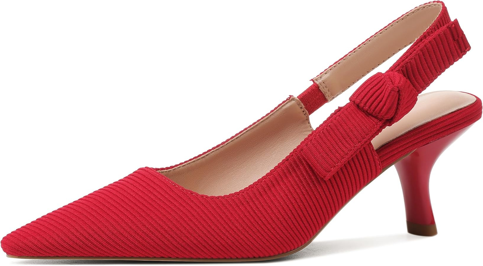 Erocalli Women's Low Kitten Bow Heels Slingback Dressy Pumps Pointed Closed Toe Elegant Wedding P... | Amazon (US)