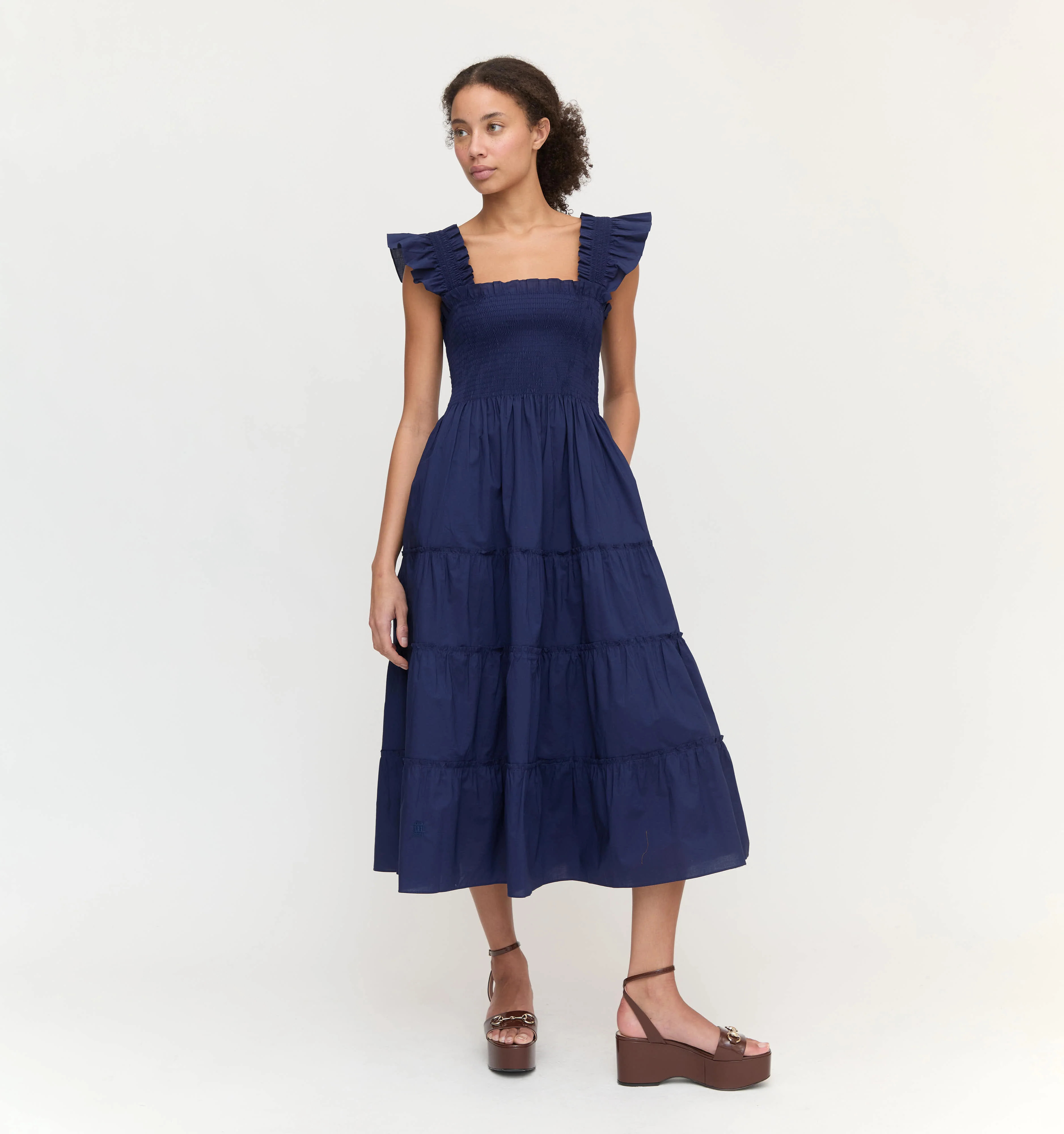 The Ellie Nap Dress - Navy Trellis | Hill House Home US