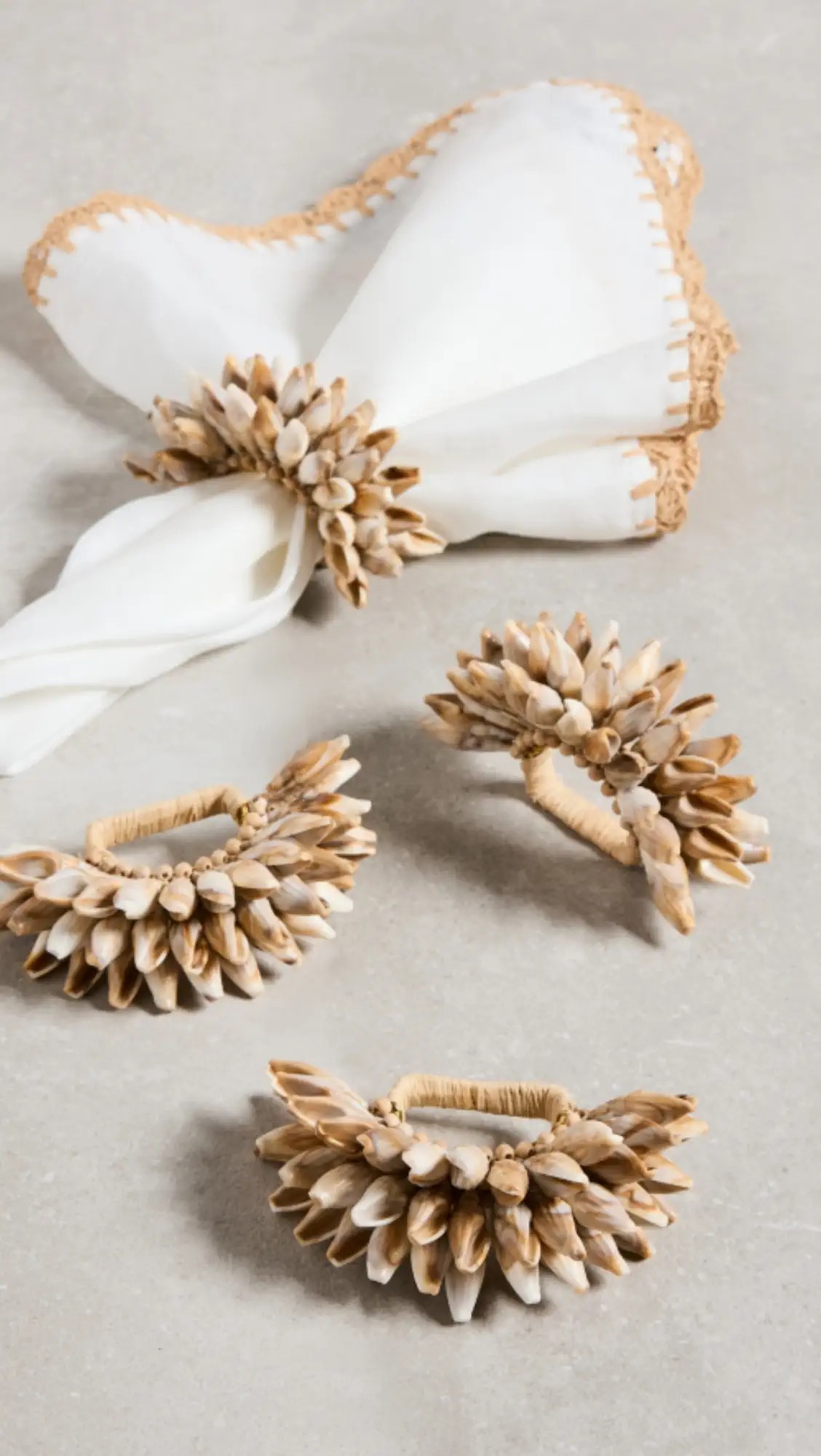 Kim Seybert Shell Fringe Napkin Ring Set of 4 | Shopbop | Shopbop