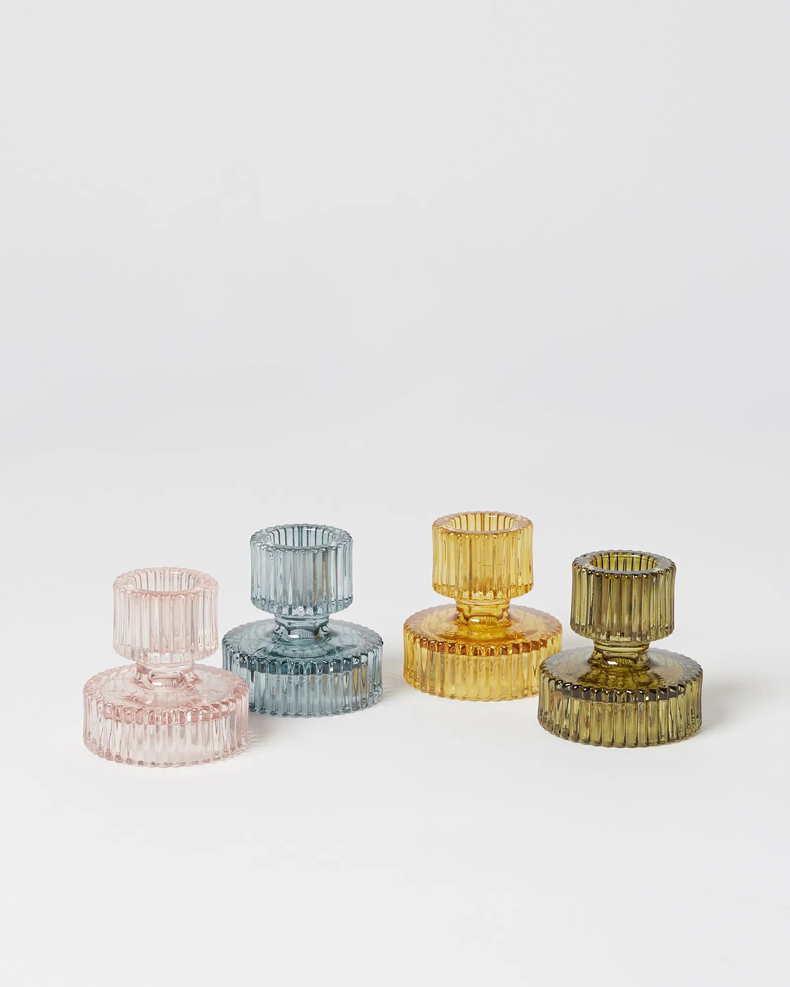 Kyto Double Sided Glass Candlestick Holders Set of Four | Oliver Bonas (Global)