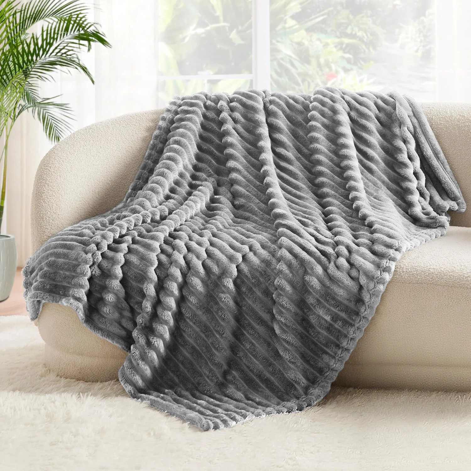 Throw Size Blanket, 230GSM Extra Soft Lightweight Bed Blanket with Strip , Plush Fuzzy Cozy Throw... | Walmart (US)
