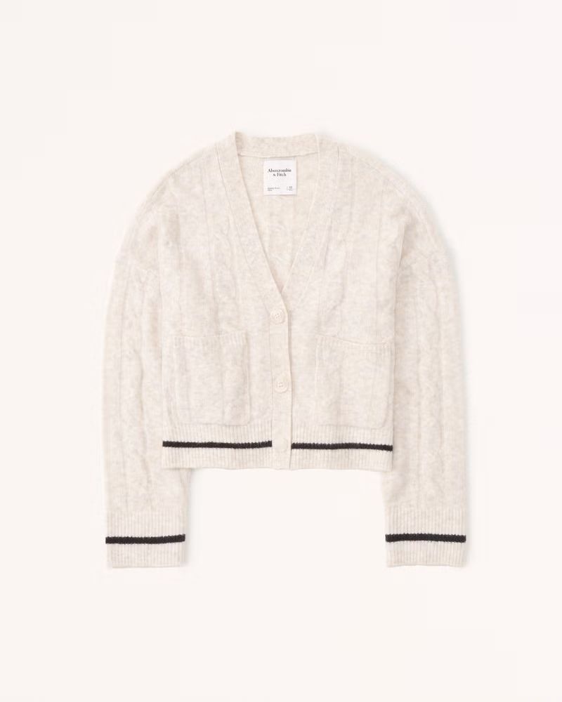 Women's Classic Tipped Cardigan | Women's New Arrivals | Abercrombie.com | Abercrombie & Fitch (US)