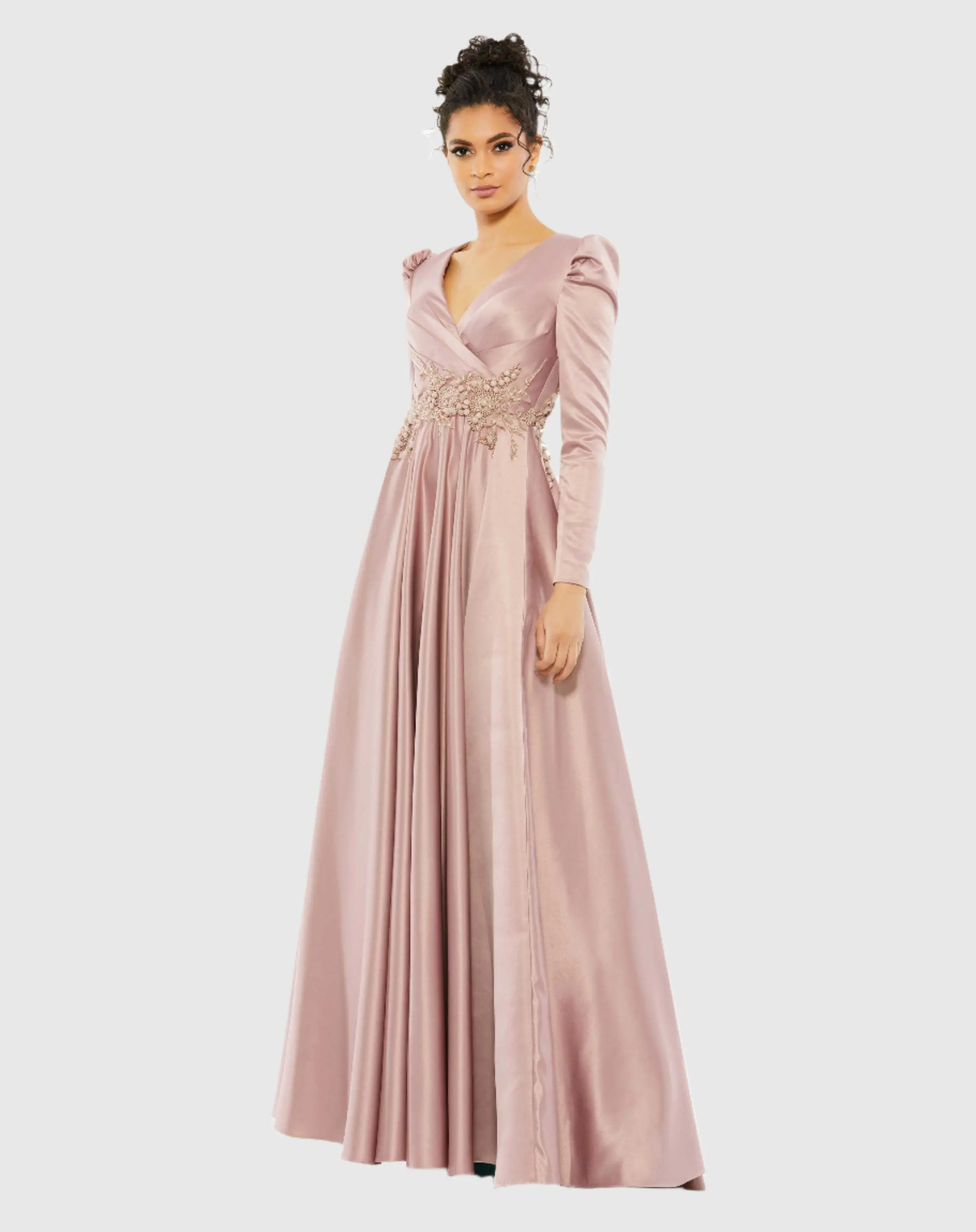 Pink Long Sleeve Embellished Gown - Mac Duggal | Mac Duggal