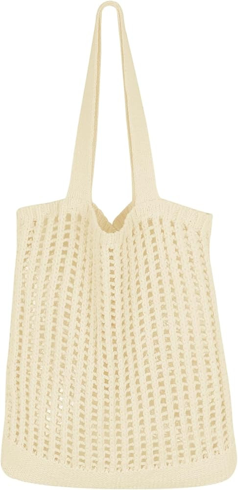 SUOSDEY Crochet Mesh Beach Tote Bag, Knit Summer Vacation Aesthetic Boho Tote Bag for Women | Amazon (US)