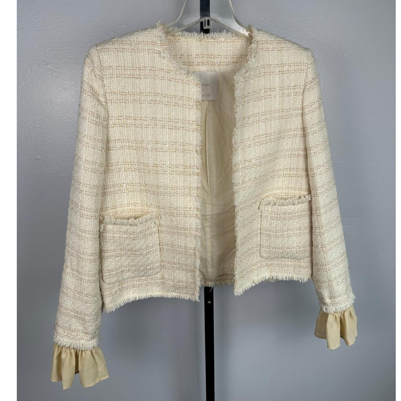 Mango Women's Tailored jacket - Cream/Tan - M | Depop US