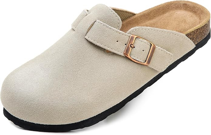 Luna Women’s Clogs Suede Cork Footbed Sandals Adjustable Buckle Slip On Leather Mules Comfort H... | Amazon (US)