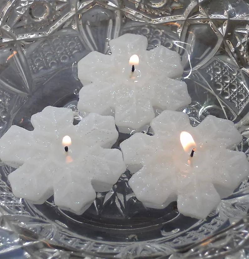 Set of 10 White Snowflake Floating Candles Dinner Party Wedding Reception Table Centerpiece Déco... | Etsy (US)