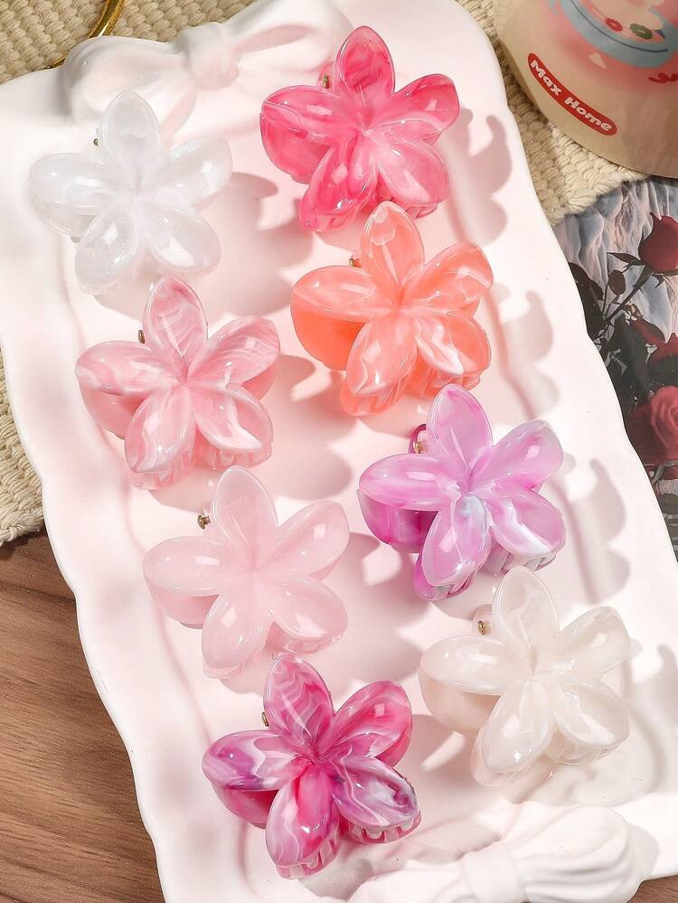 8pcs/Set Mini Elegant Flower Hair Clips, Bicolor Daisy Small Hair Claws For Women, Sweet Fairy Ba... | SHEIN