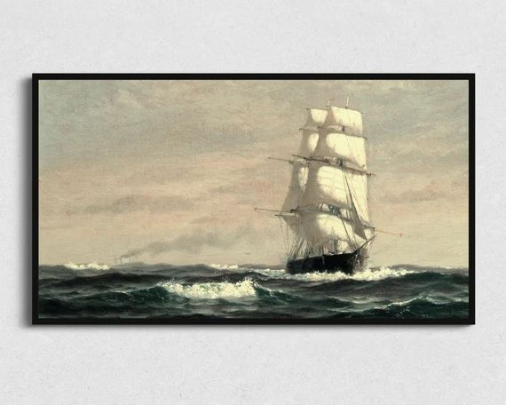Samsung Frame TV Art | Fair Winds | Digital Vintage Ship Sailing Nautical Boat Art Photo Print fo... | Etsy (US)
