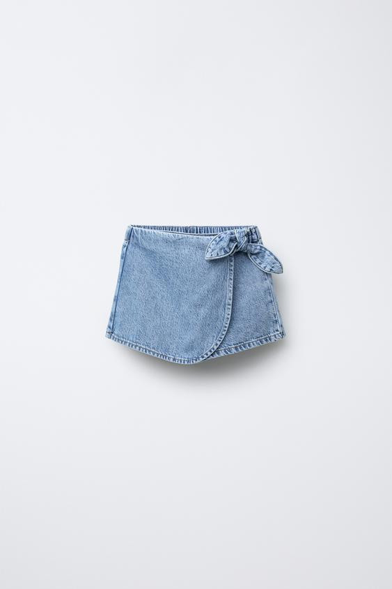 TIE-FRONT DENIM SKORT | Zara US