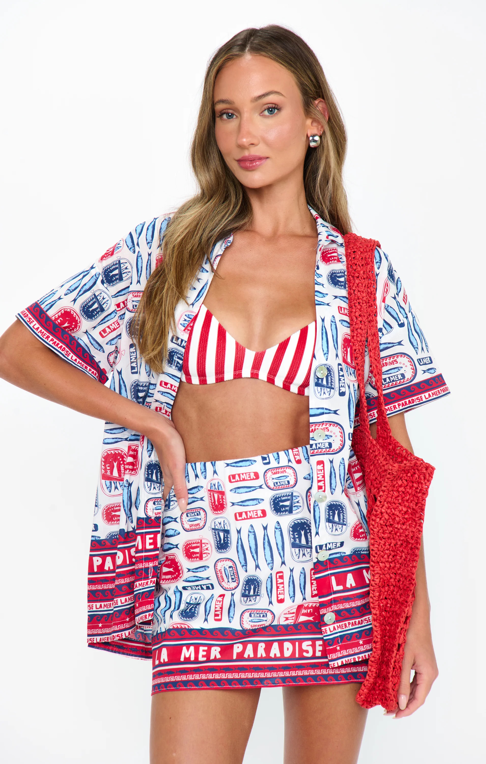 Parker Button Down, in Sardine Border, Size: 2XL | Show Me Your Mumu | Show Me Your Mumu