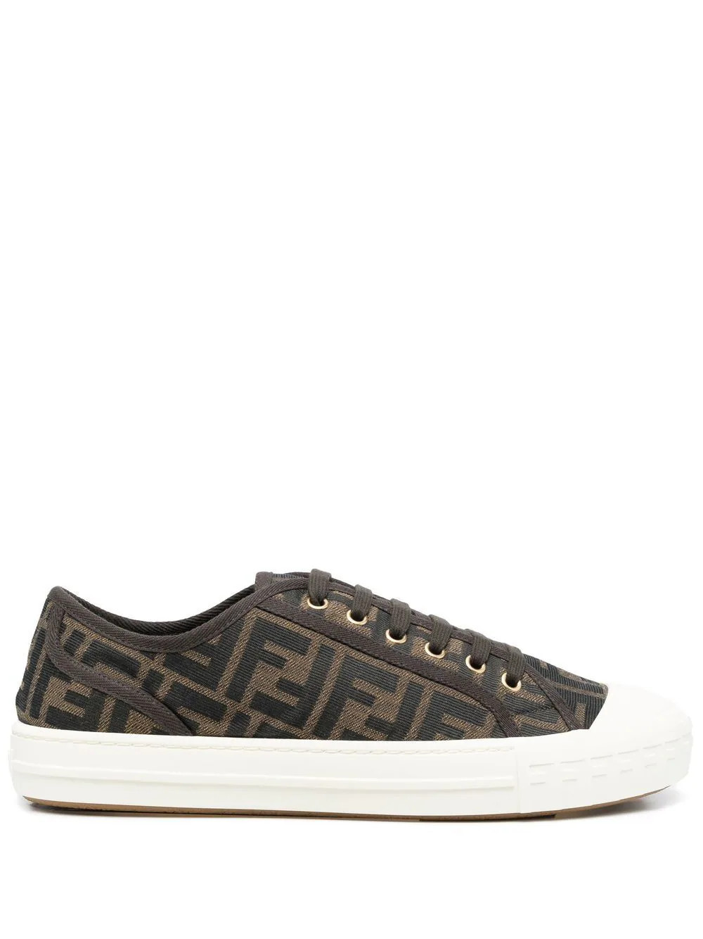 FENDI jacquard-logo low-top sneakers - Brown | Farfetch Global