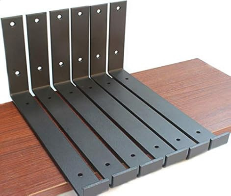 6 Pack - Frosted Black 11.25"L x 6"H x 1.5"W J Lip Shelf Bracket Rustic Industrial Farmhouse Iron... | Amazon (US)