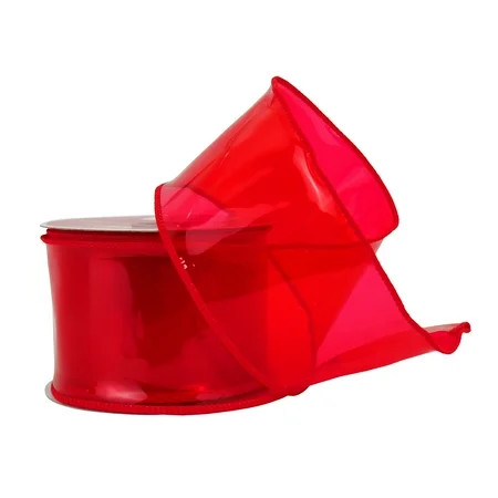 2.5" x 20ft. Red Wired Vinyl Ribbon by Celebrate It Christmas - Christmas Ribbon for Home Decor and Crafting | Walmart (US)