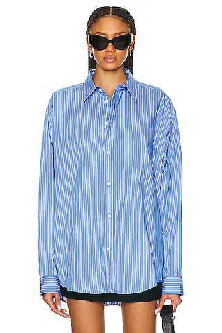 Balenciaga Regular Fit Shirt in Blue & White | FWRD | FWRD 