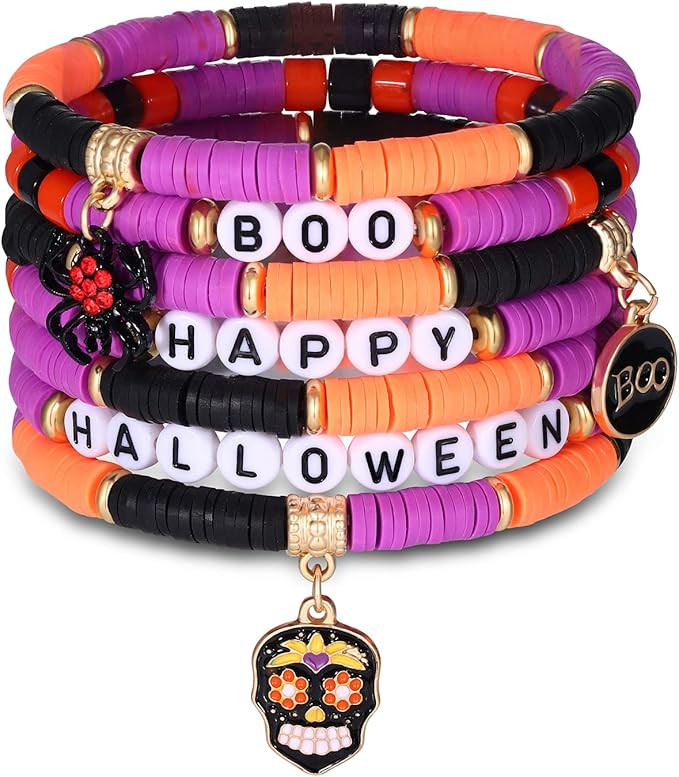 FAERLIIRY Preppy Beaded Bracelets Heishi Stretch Bracelet for Woman Girls Teens Evil Eye Polymer ... | Amazon (US)