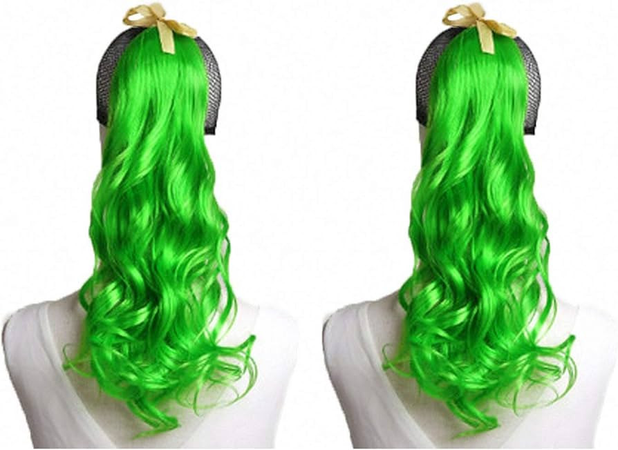 MapofBeauty 20"/50cm 2 Pack Curly Ponytail Long Wavy Hair Fashion Hair Accessories (Fluorescent G... | Amazon (US)
