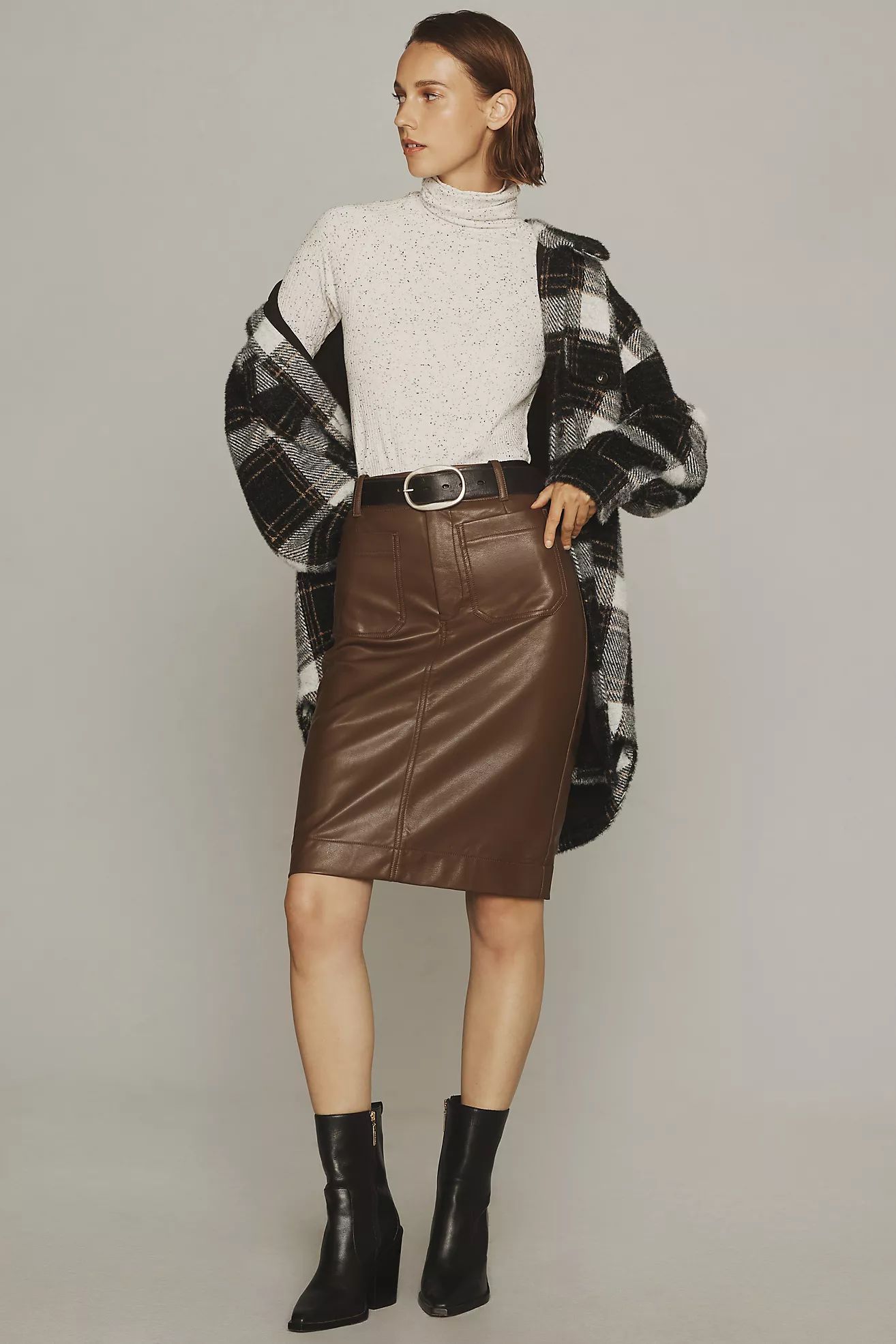 The Colette Faux Leather Skirt by Maeve | Anthropologie (US)