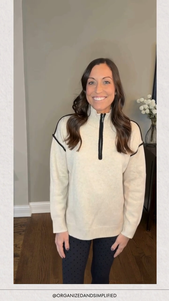 I love pieces that work multiple ways!

This Amazon quarter-zip sweater has pretty black piping and looks just as good with leggings as it does with black denim for a more elevated outfit.

#LTKOver40 #LTKSeasonal #LTKootd